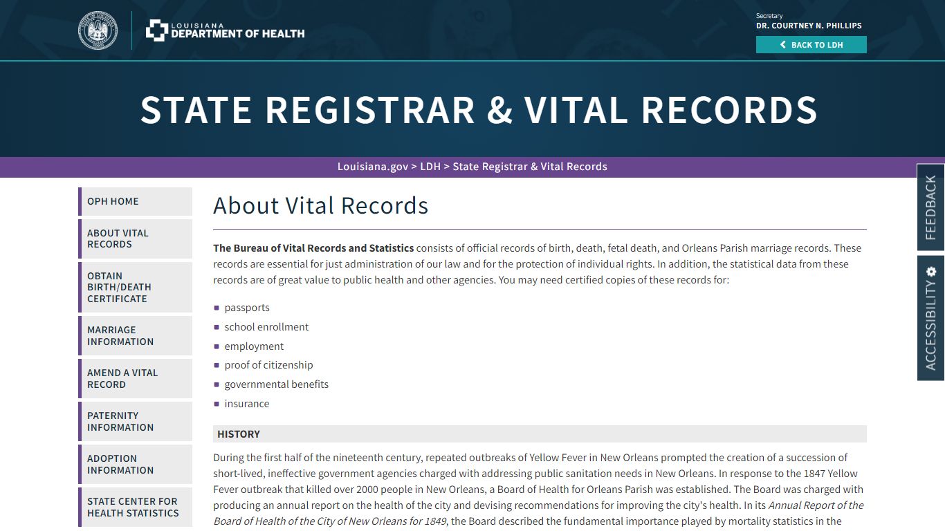 About Vital Records | La Dept. of Health - Louisiana Department of Health